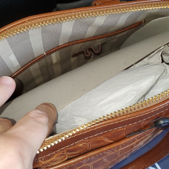 💲SOLD🧾Brahmin Medium Satchel in Tan Gustavo - Picture 6 of 10